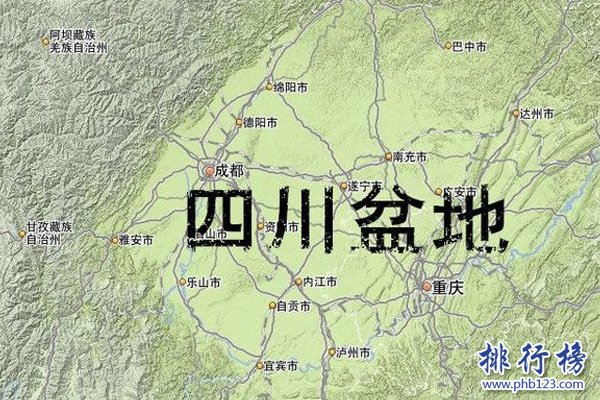 四川盆地地图