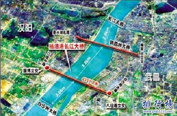 世界上跨度最大的双层悬索桥：武汉杨泗港长江大桥(双层双向10车道)