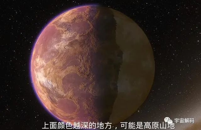 被潮汐锁定的紫色行星，一半正常一半冰封