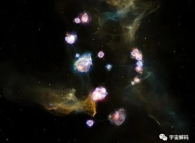 在金牛座方向上一簇闪烁的蓝色星光，那就是神秘的昴星团